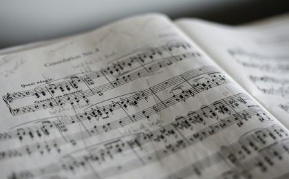 tilt selective photograph of music notes